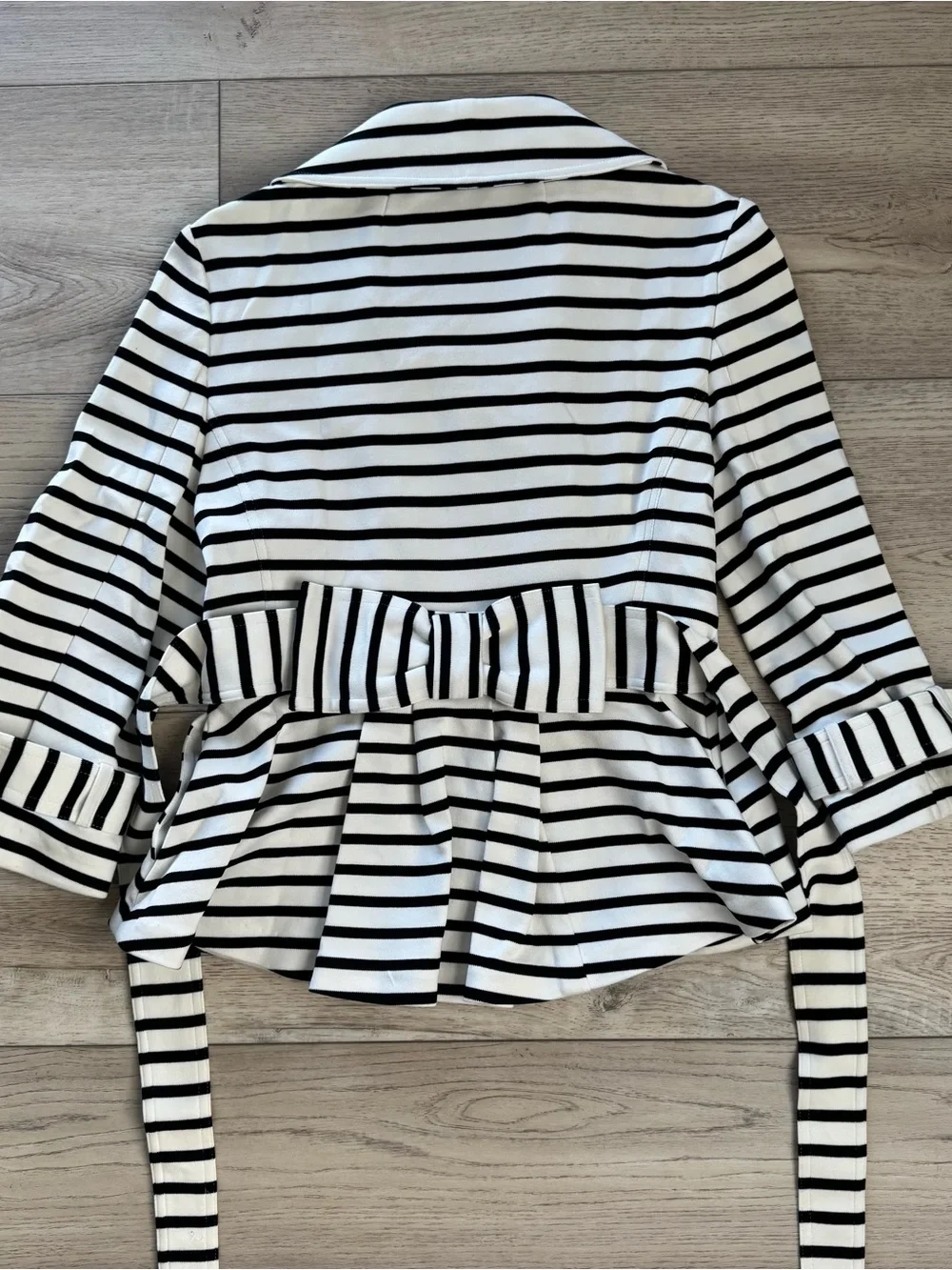 Kate Spade Striped Double Breasted Jacket with Bow Tie size Small